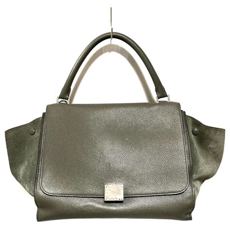 celine grey felt trapeze bag|Trapèze leather handbag Celine Grey in Leather .